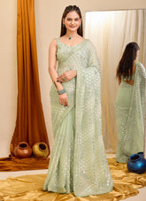 Suitable Saree in Pista Colour